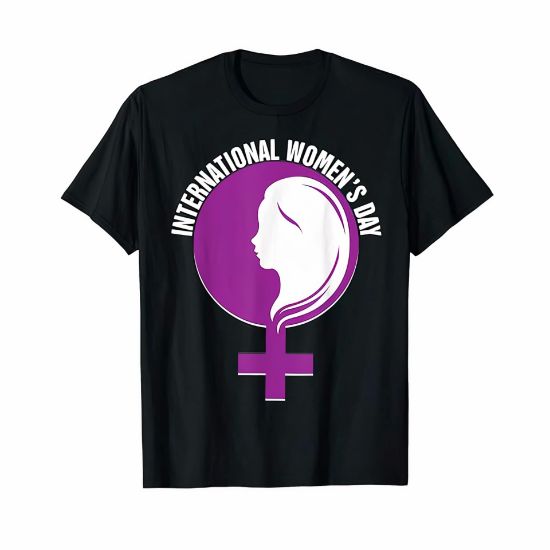 8 Mart Dünya Kadınlar Günü İçin Özel Baskılı T-shirt - Siyah resmi